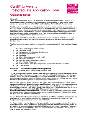 Cardiff University Postgraduate Application Form
