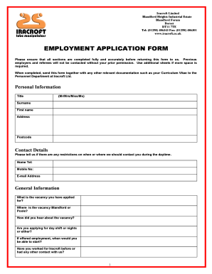 Employment Application Form