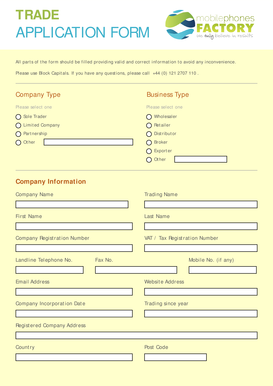 Trade Application Form