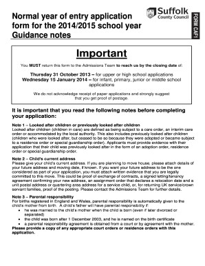 Suffolk School Application Form
