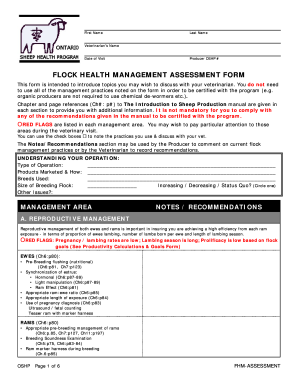 Flock Health Management Assessment Form
