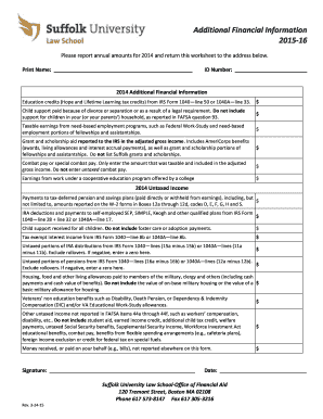 2014 Additional Financial Information Form