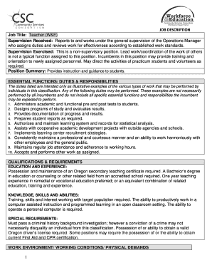 Teacher Job Description