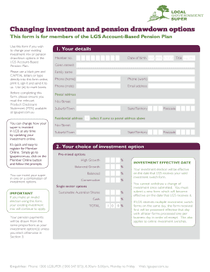 LGS Account-Based Pension Plan Investment Change Form