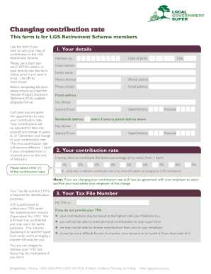 LGS Retirement Scheme Contribution Rate Change Form