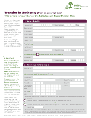 Transfer-in Authority Form
