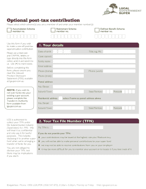 Post-Tax Superannuation Contribution Form