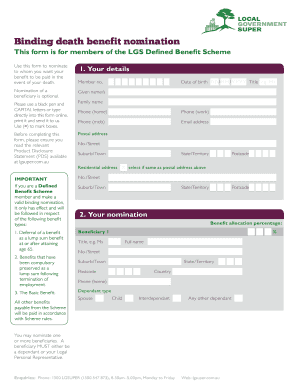 Binding Death Benefit Nomination Form