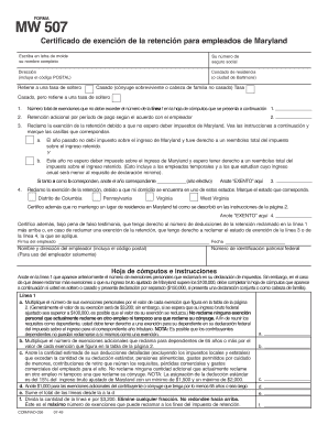 Certificado de exención de la retención para empleados de Maryland