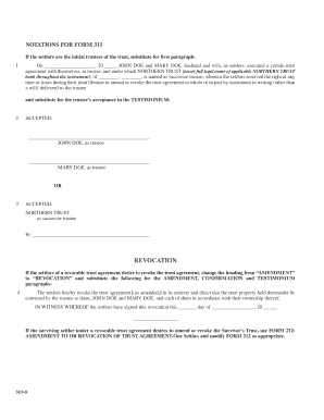 Form 311 Amendment or Revocation of Trust Agreement