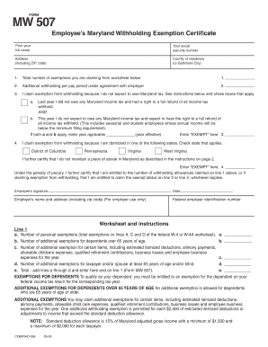 Maryland Withholding Exemption Certificate