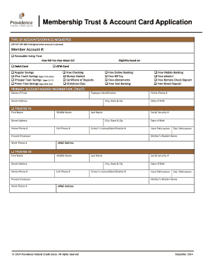 Membership Trust Account Card Application