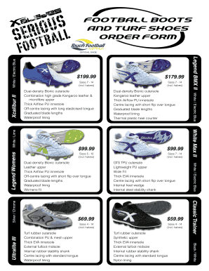 X-Blades Football Boots and Turf Shoes Order Form