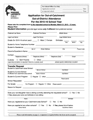 Out-of-Catchment/Out-of-District Attendance Application