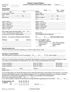 Oconee County Schools Student Enrollment Form