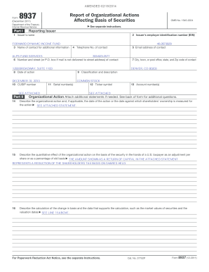 IRS Form 8937 Report of Organizational Actions