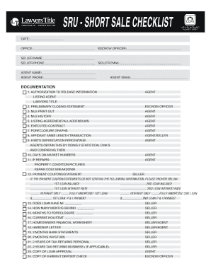 Short Sale Checklist