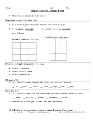 Image Artwork Critique Form