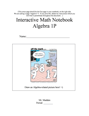 Algebra 1P Interactive Math Notebook