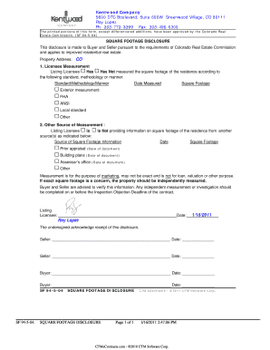 Colorado Square Footage Disclosure Form