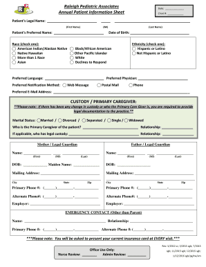 Annual Patient Information Sheet