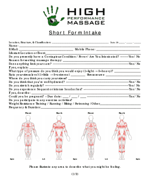 Massage Therapy Intake Form