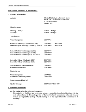 Clinical Pathology Laboratory Centre Request Form