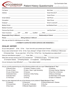 Eye Examination Form