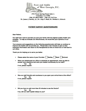 Patient Survey Questionnaire