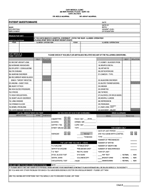 Patient Medical Questionnaire