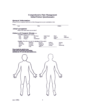 Comprehensive Pain Management Initial Patient Questionnaire