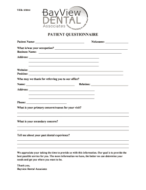Patient Questionnaire