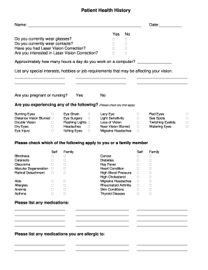 Patient Health History Form