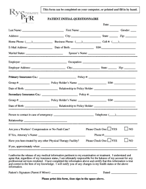 Patient Initial Questionnaire