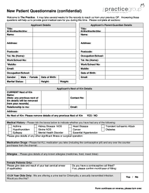 New Patient Questionnaire