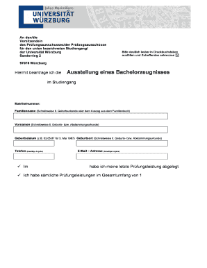 Antrag auf Ausstellung eines Bachelorzeugnisses