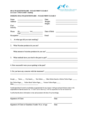Smoking Health Questionnaire