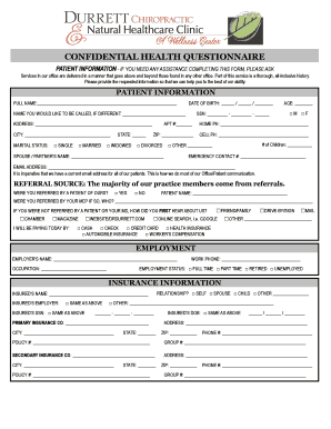 Fillable Online CONFIDENTIAL HEALTH QUESTIONNAIRE Fax Email Print ...