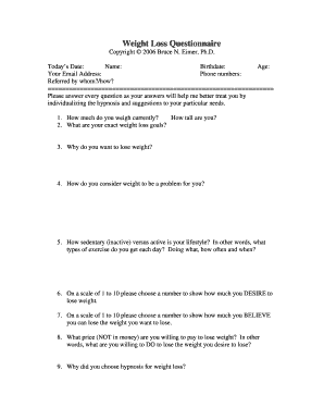 Weight Loss Questionnaire