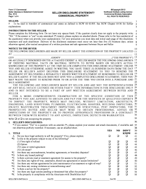 Washington Commercial Property Seller Disclosure Statement