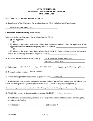 Chicago Economic Disclosure Statement and Affidavit
