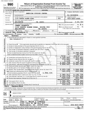 Form 990 Tax Exempt Organization Return