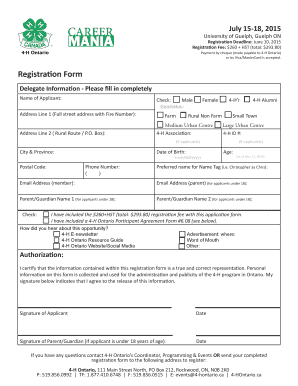 4-H Ontario Registration Form