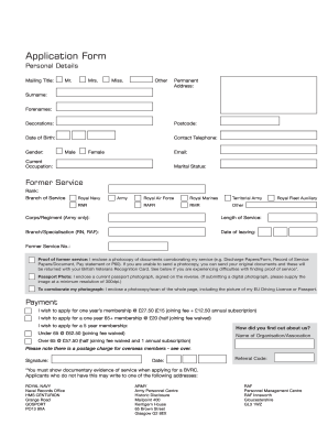 British Veterans Recognition Card Application Form