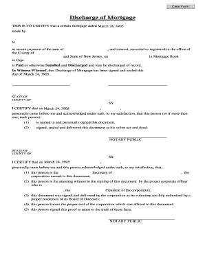 Discharge of Mortgage