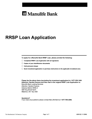 Manulife Bank RRSP Loan Application