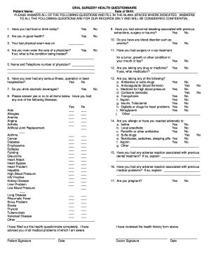 Oral Surgery Health Questionnaire