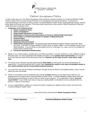 Patient Acceptance Policy