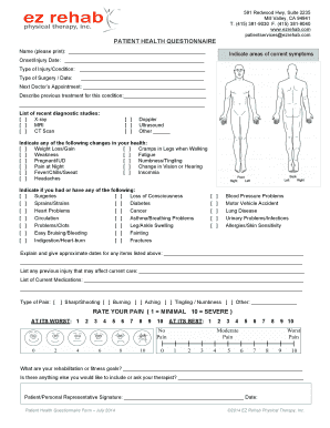 Patient Health Questionnaire Form