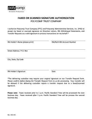 Faxed or Scanned Signature Authorization